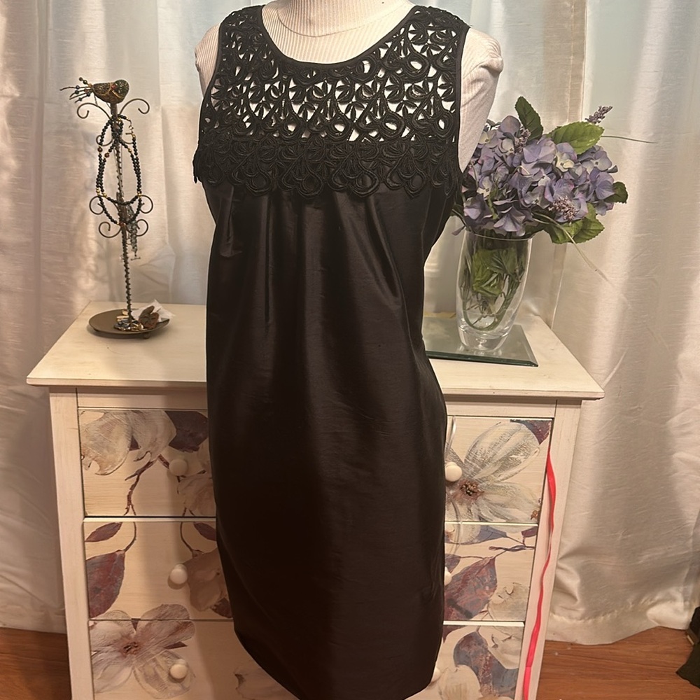 Karen Kane Silk Dress with Crochet Bodice